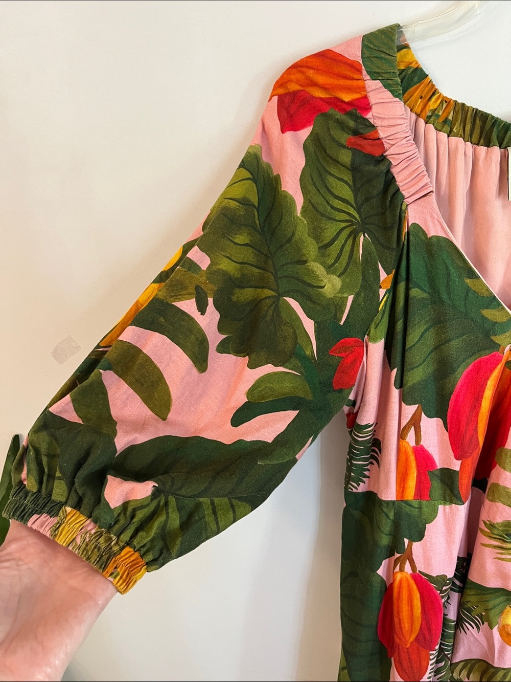 FARM RIO Tropical Mix Print Wrap Linen Maxi Dress - Multicolor L - Picture 7 of 13